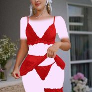 لباس خواب چهار تیکه فانتزی کد 9002