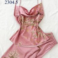 پک دو عددی تاپ و شلوار ساتن فانتزی کد 2304